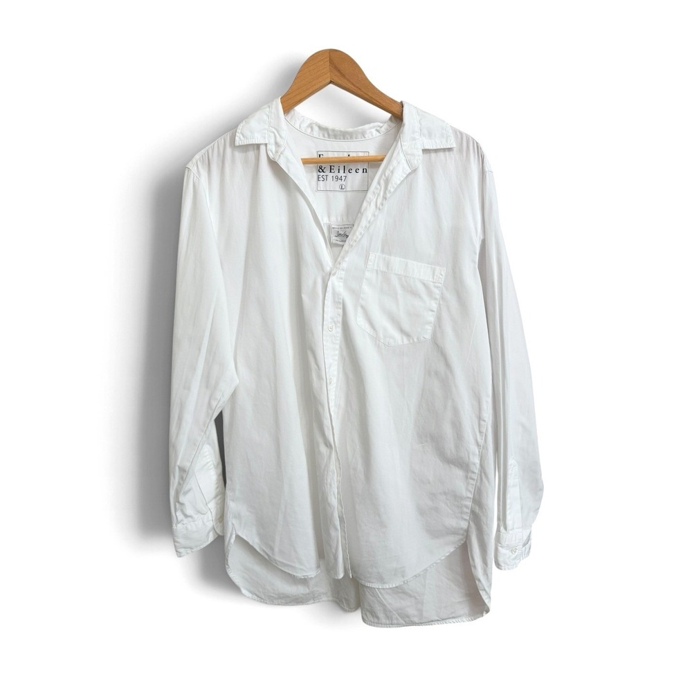 Frank & Eileen Joedy White Italian Cotton Oversized Shirt Quiet Luxury XL